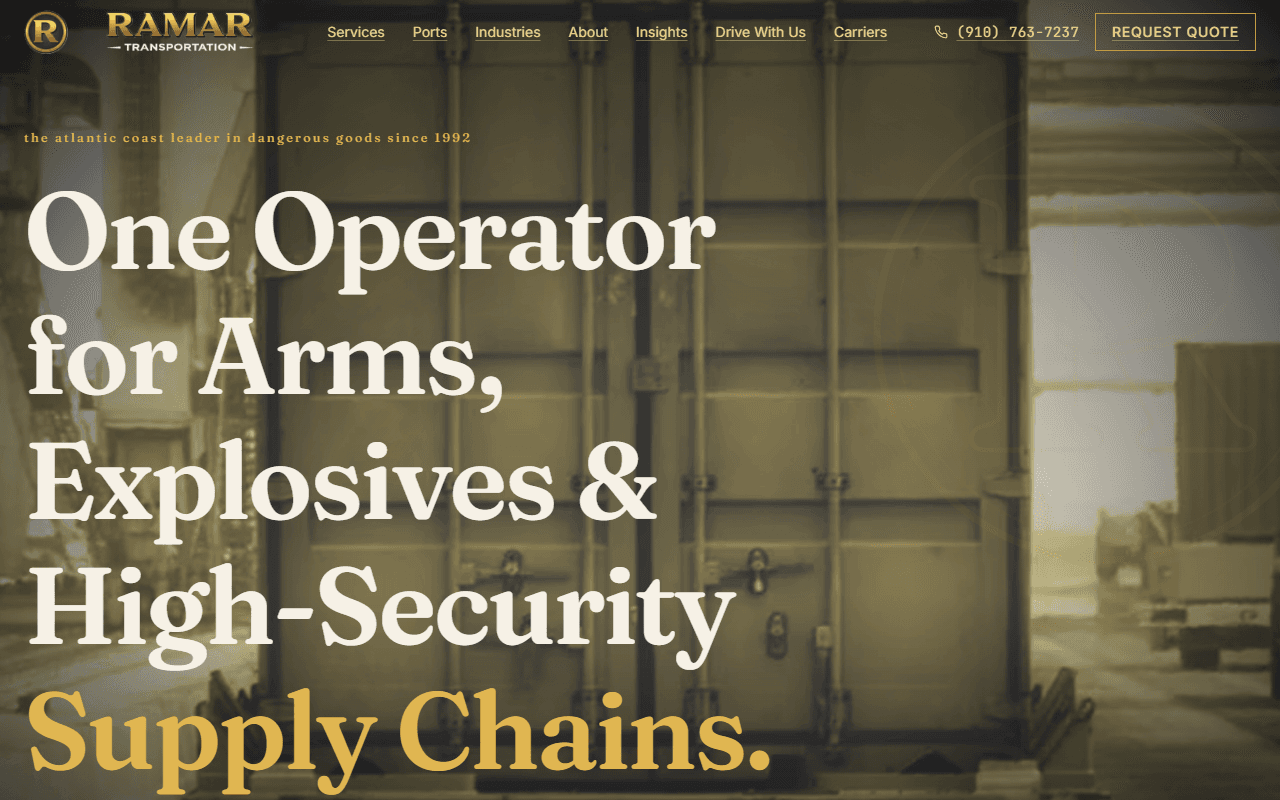 Ramar Transportation website, built by Omnyra